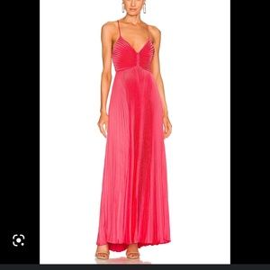 ALC Aries pleated satin dress - Hibiscus size 2